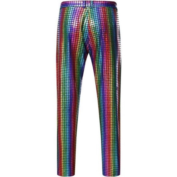 Men's 2 Piece Disco Sets Shiny Jacket and Pants Metallic Sequin Suits - Picture 4 of 9